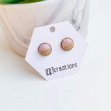 Mauve and Wood Cabochon Studs
