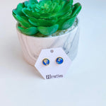 Blue w/ Gold Flake Cabochon Studs