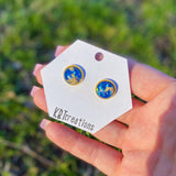 Blue w/ Gold Flake Cabochon Studs